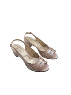 Sandale elegante damă roz din piele naturală cu decupaje perforate