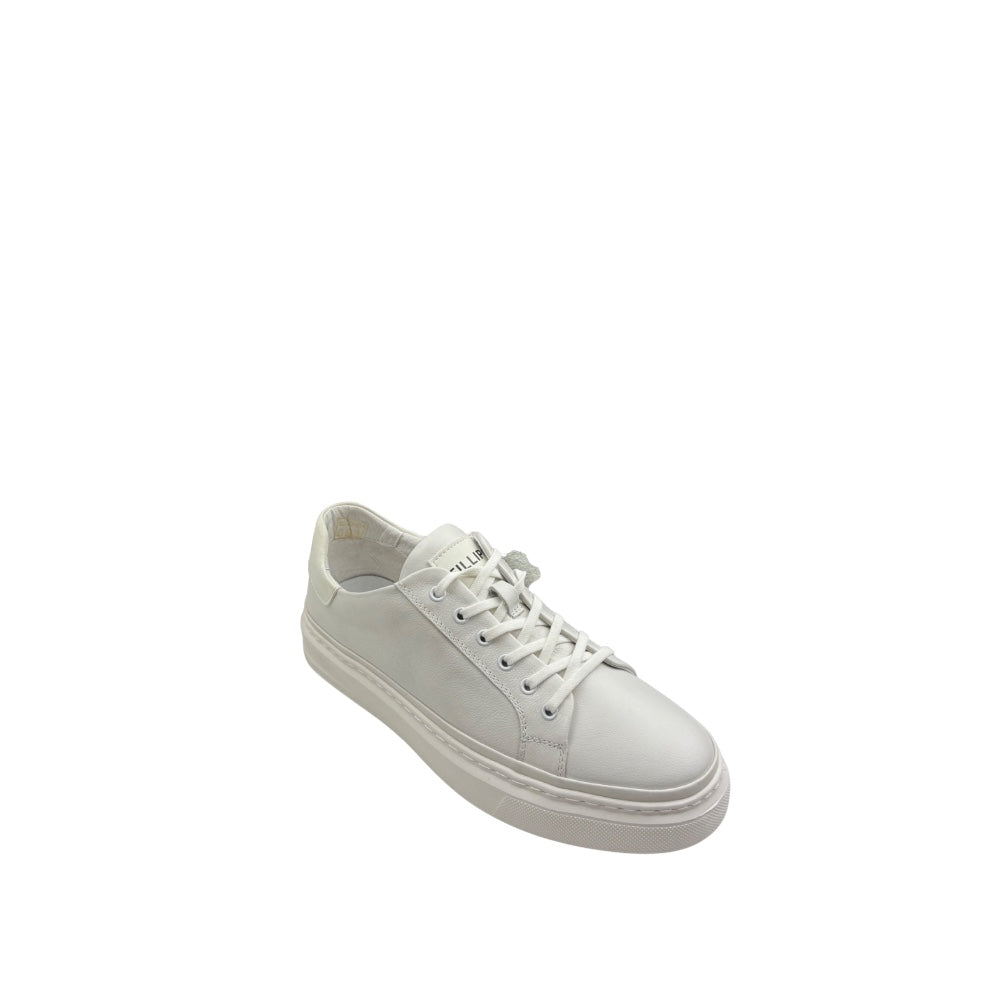 Pantofi sport  bărbați albi din piele naturală cu design minimalist