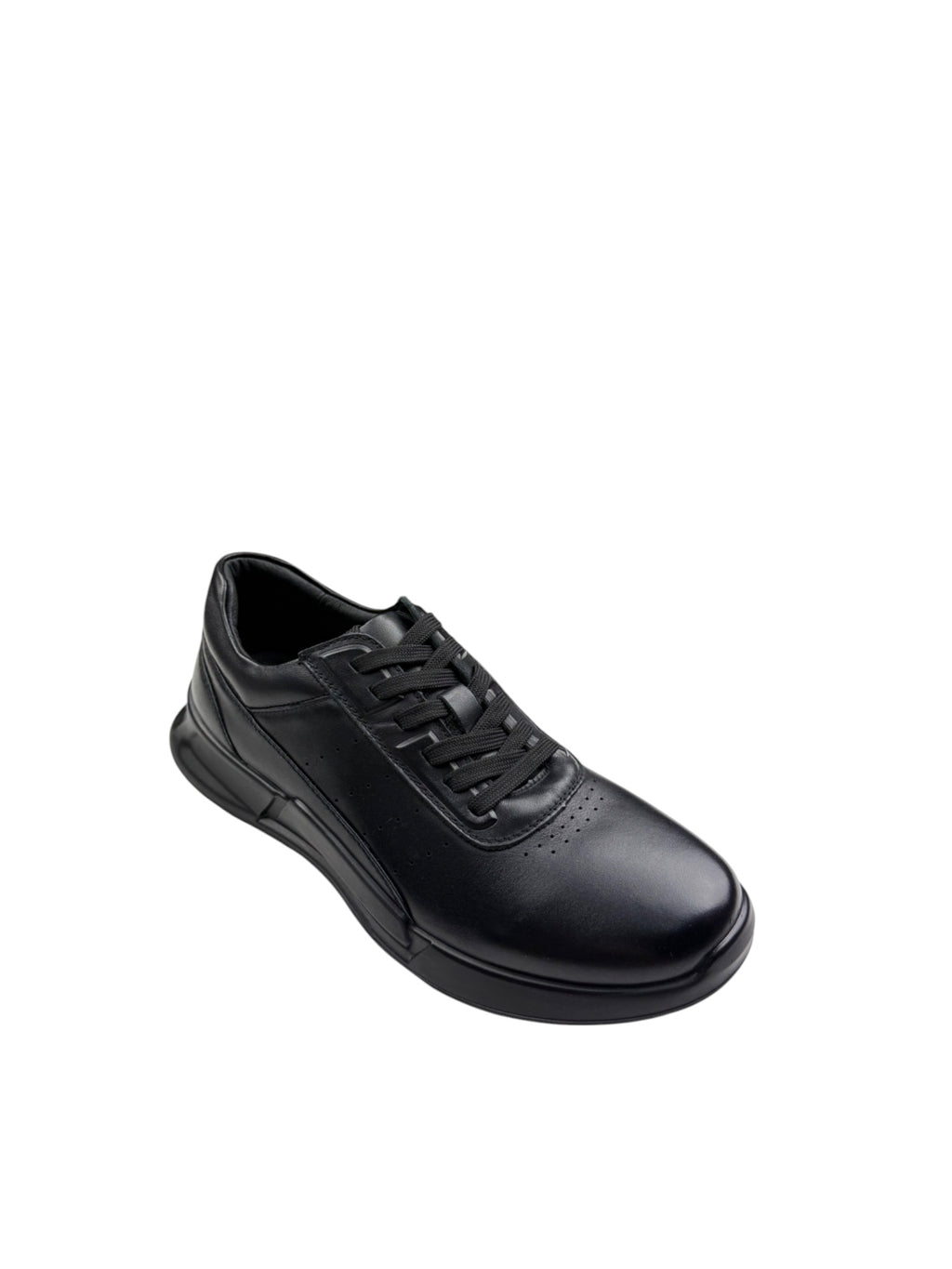 Adidași sport bărbați negri din piele naturală cu talpă confortabilă