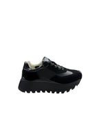 Pantofi sport damă negri din piele naturală cu talpă groasă