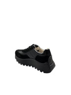 Pantofi sport damă negri din piele naturală cu talpă groasă