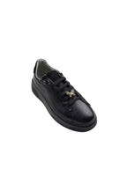 Adidași sport damă negri din piele naturală cu detalii aurii