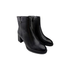 Ghete elegante damă din piele naturală, negre, cu toc mediu