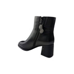 Ghete elegante damă din piele naturală, negre, cu toc mediu