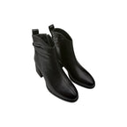 Ghete damă negre din piele naturală cu toc mediu – eleganță și confort