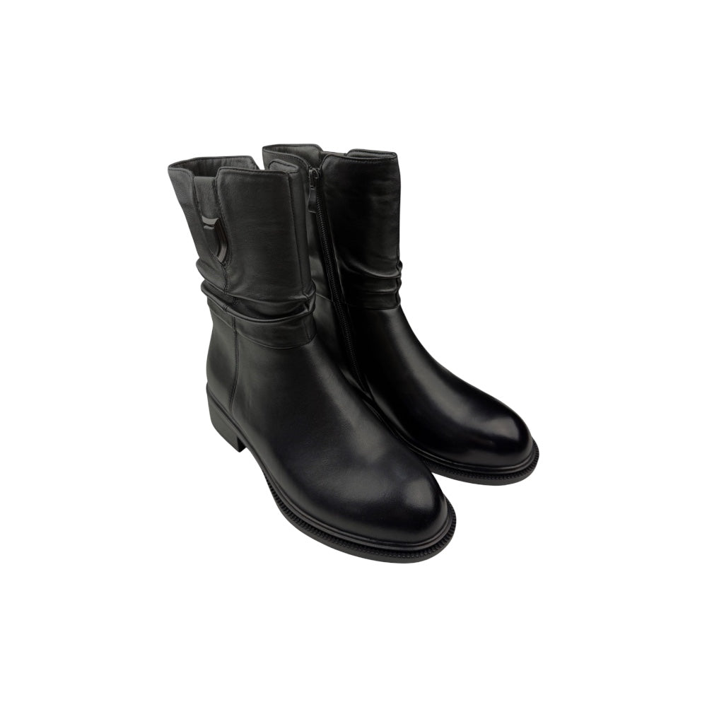 Cizme scurte damă din piele naturală negre – stil clasic și versatilitate