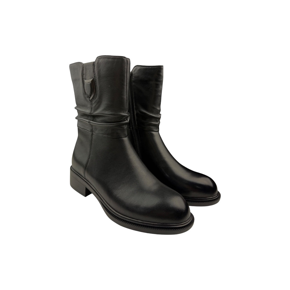 Cizme scurte damă din piele naturală negre – stil clasic și versatilitate