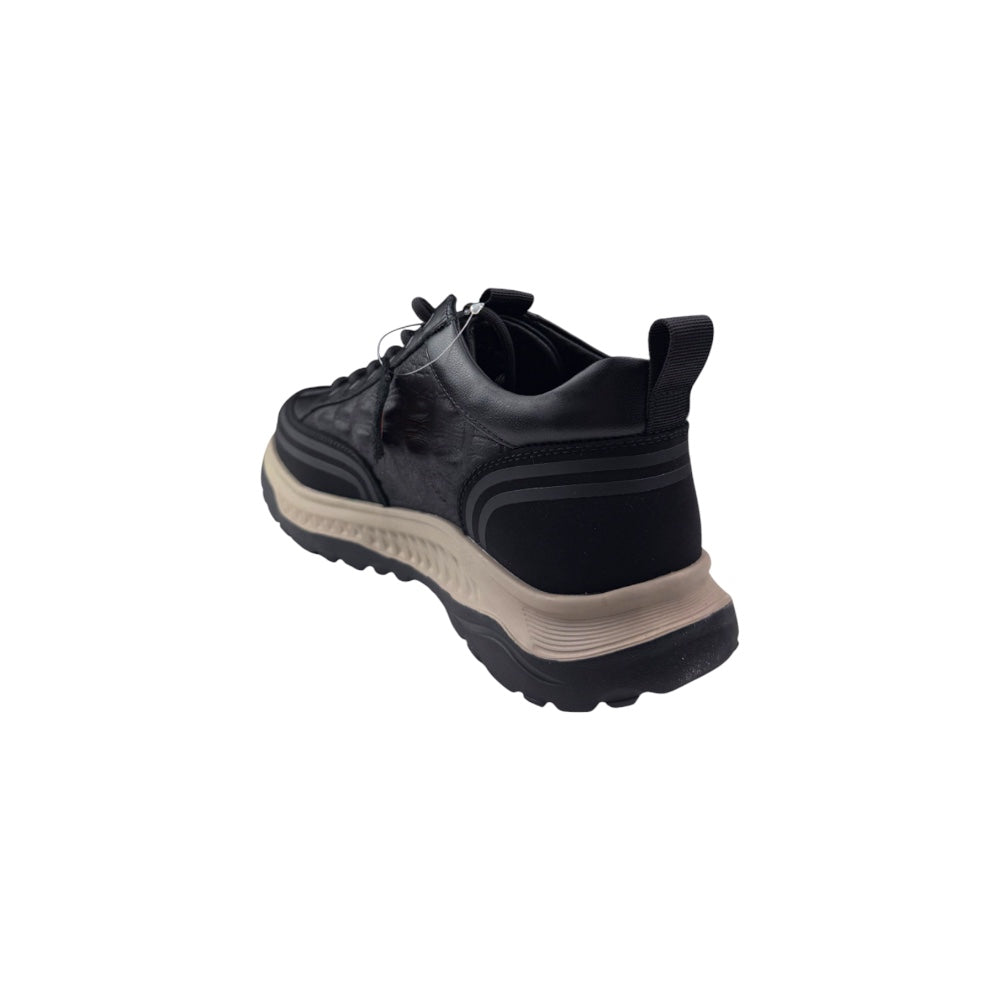 Ghete sport negre din piele naturală cu talpă bej – moderni și confortabili