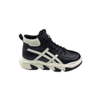 Ghete negre din piele naturală cu detalii albe – stil modern și confort