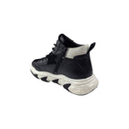 Ghete negre din piele naturală cu detalii albe – stil modern și confort