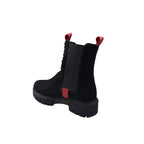 Ghete damă negre cu accente roșii și elastic lateral – design urban modern