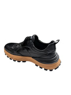 Pantofi sport bărbați negri din piele naturală cu talpă bej