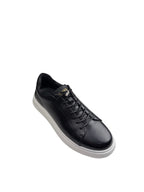 Pantofi sport bărbați negri din piele naturală cu talpă albă