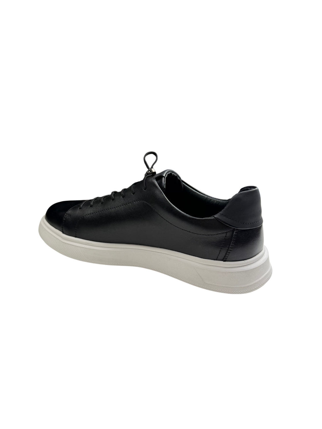 Pantofi sport bărbați negri din piele naturală cu talpă albă