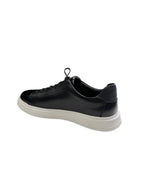 Pantofi sport bărbați negri din piele naturală cu talpă albă