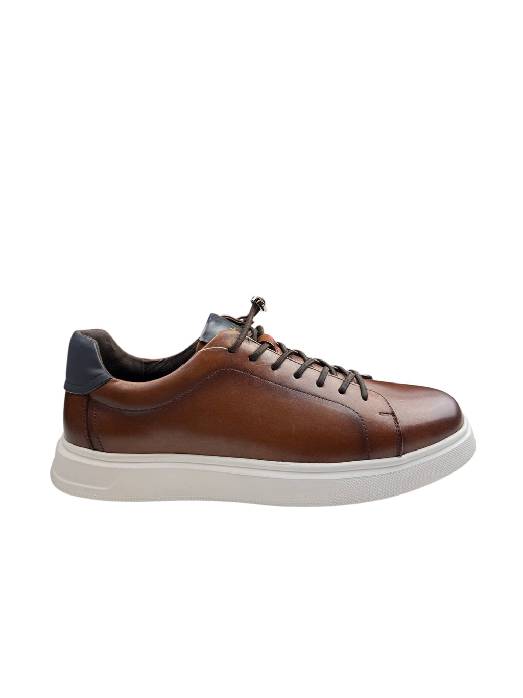 Pantofi sport bărbați maro din piele naturală cu talpă albă
