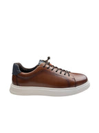 Pantofi sport bărbați maro din piele naturală cu talpă albă