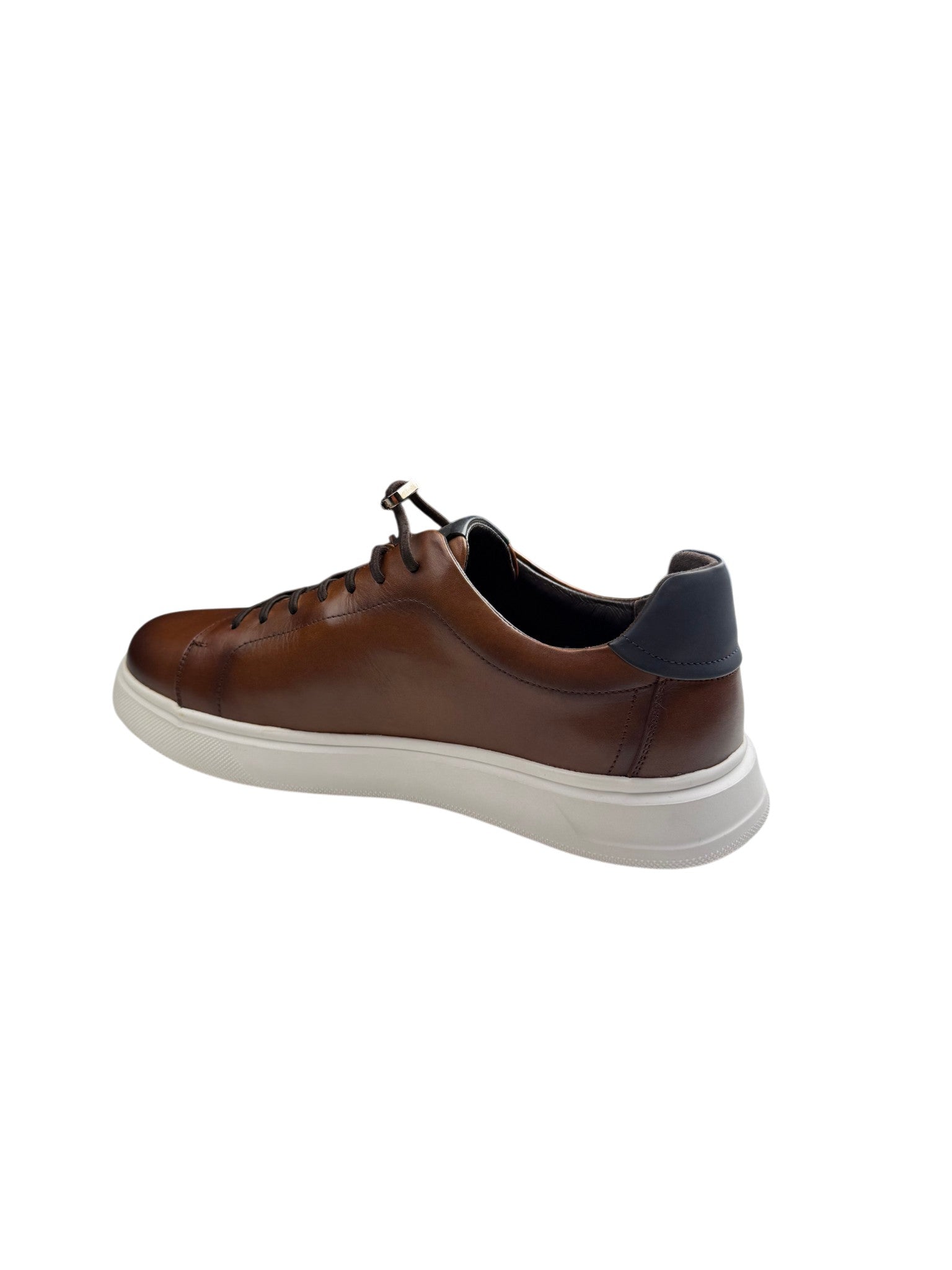 Pantofi sport bărbați maro din piele naturală cu talpă albă