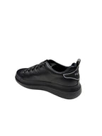 Pantofi sport bărbați negri din piele naturală cu talpă neagră groasă