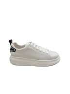 Pantofi sport bărbați albi din piele naturală cu talpă albă groasă