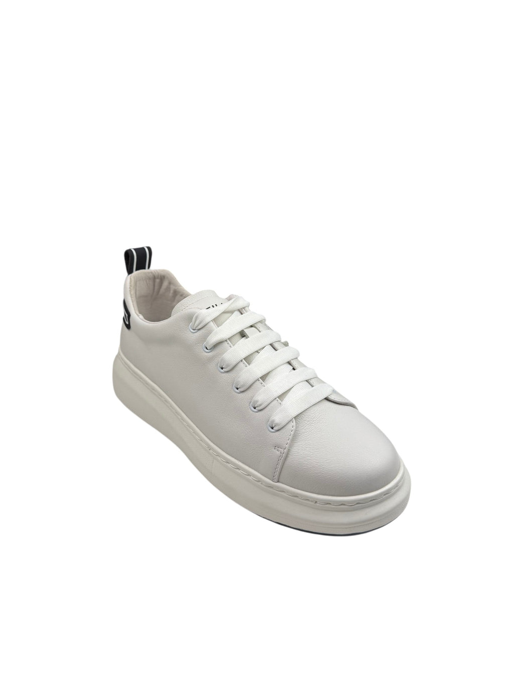 Pantofi sport bărbați albi din piele naturală cu talpă albă groasă