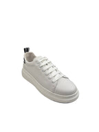 Pantofi sport bărbați albi din piele naturală cu talpă albă groasă