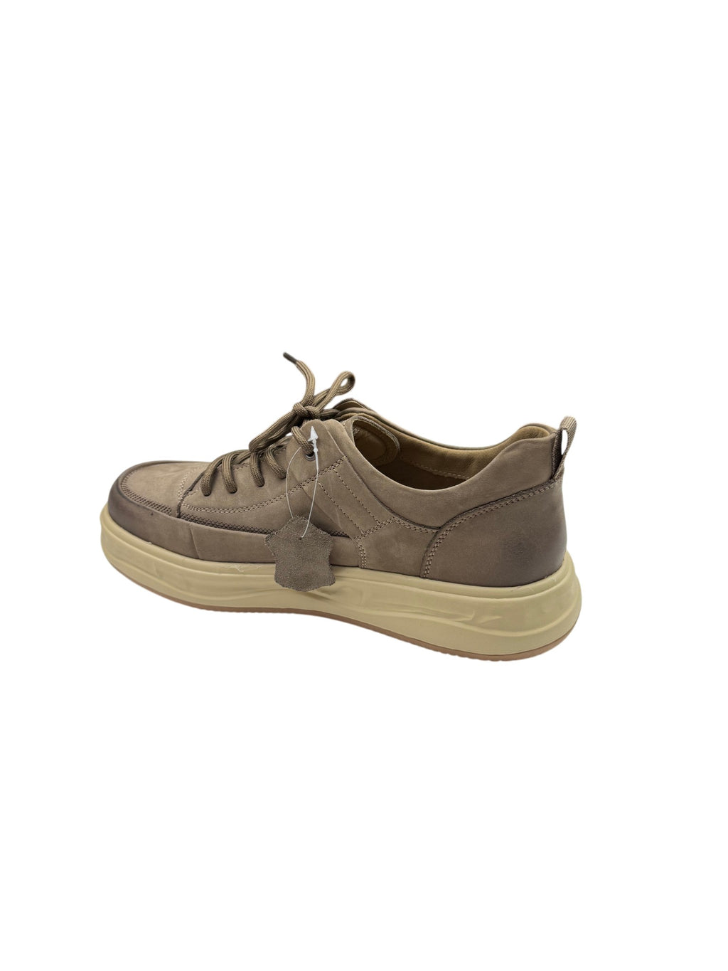 Pantofi sport bărbați kaki din piele naturală cu talpă bej