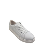 Pantofi sport bărbați albi din piele naturală cu șireturi elastice și talpă albă