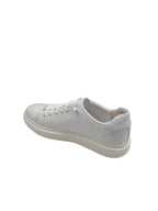 Pantofi sport bărbați albi din piele naturală cu șireturi elastice și talpă albă