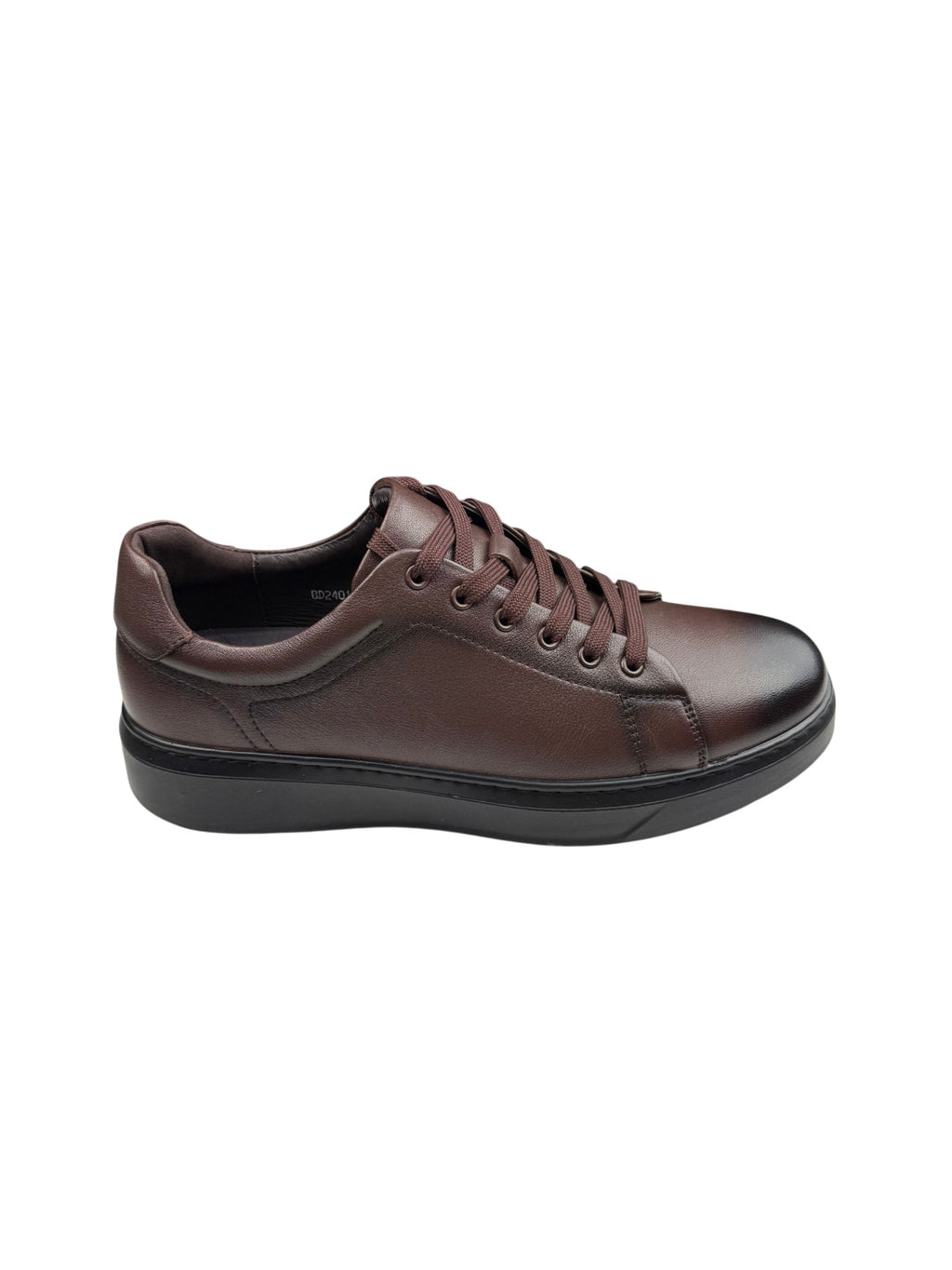 Pantofi sport bărbați maro închis din piele naturală cu talpă neagră