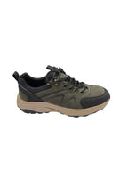 Pantofi sport bărbați kaki + negru din piele naturală și talpă bej