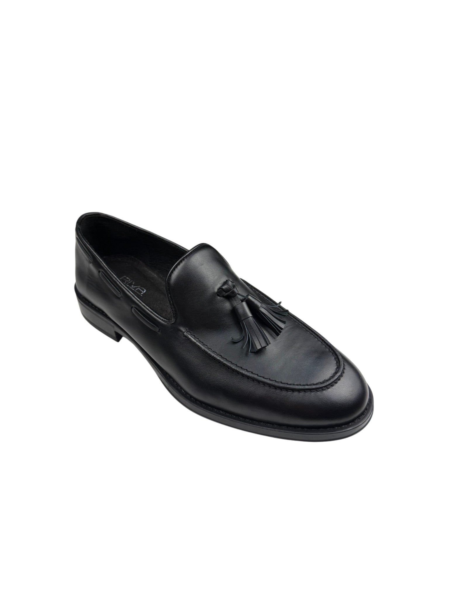 Pantofi eleganți bărbați negri din piele naturală cu ciucuri decorativi