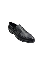 Pantofi eleganți bărbați negri din piele naturală cu talpă neagră