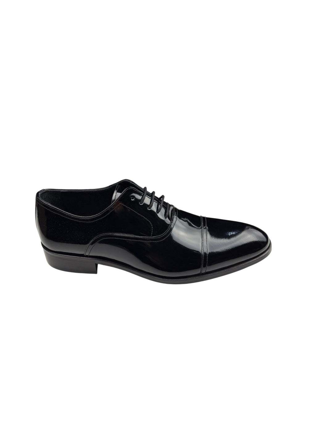 Pantofi eleganți bărbați negri lăcuiți din piele naturală cu șireturi