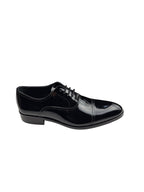 Pantofi eleganți bărbați negri lăcuiți din piele naturală cu șireturi