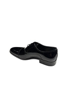 Pantofi eleganți bărbați negri lăcuiți din piele naturală cu șireturi