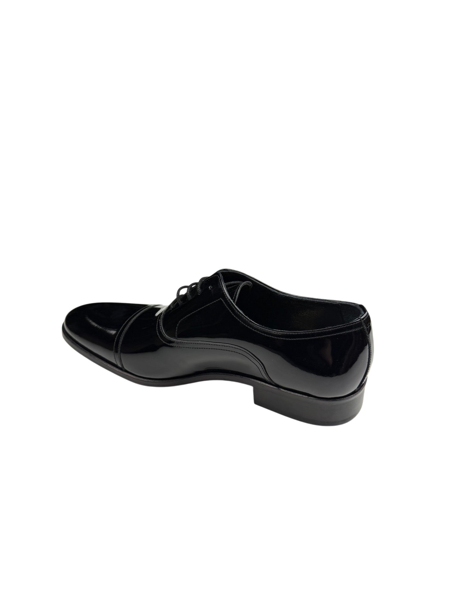 Pantofi eleganți bărbați negri lăcuiți din piele naturală cu șireturi