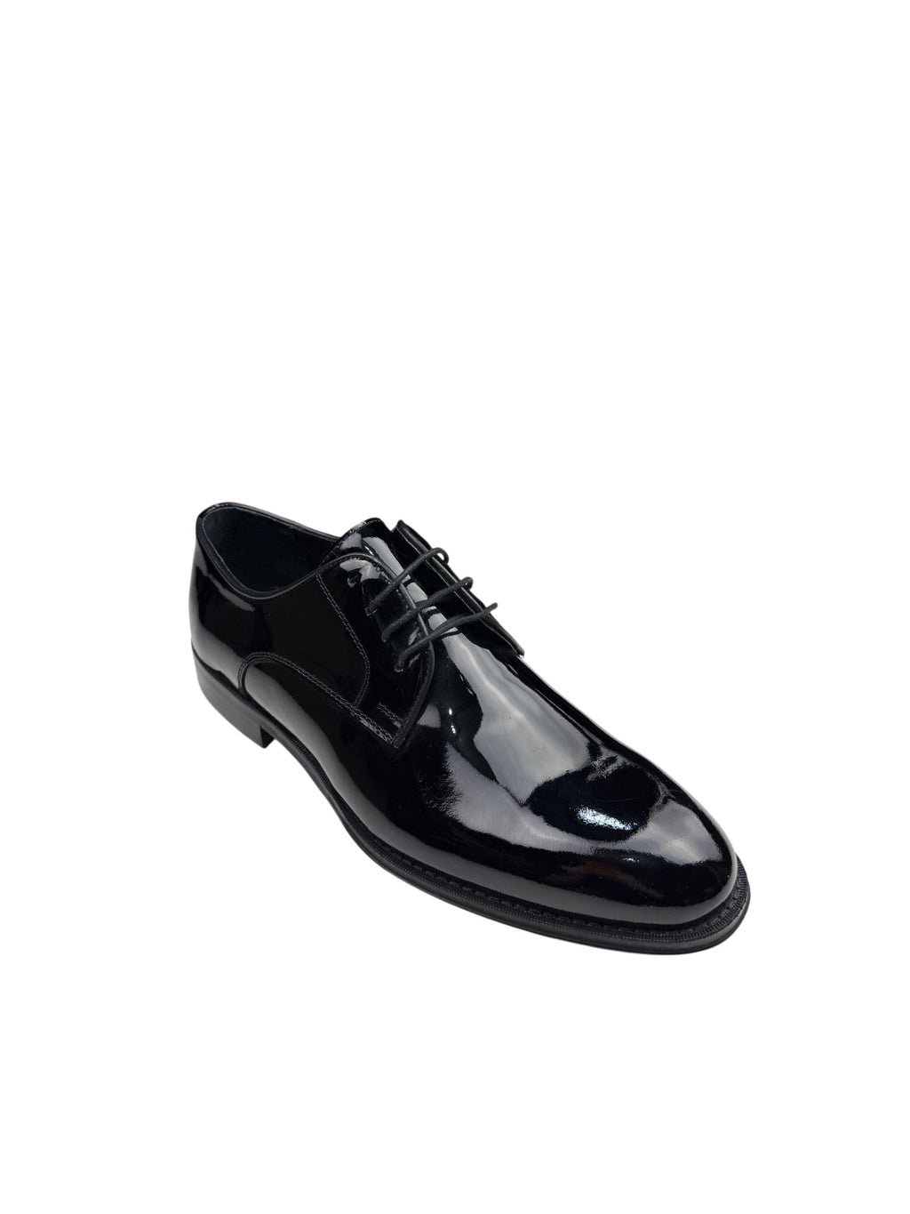 Pantofi eleganți bărbați negri lăcuiți din piele naturală cu vârf simplu