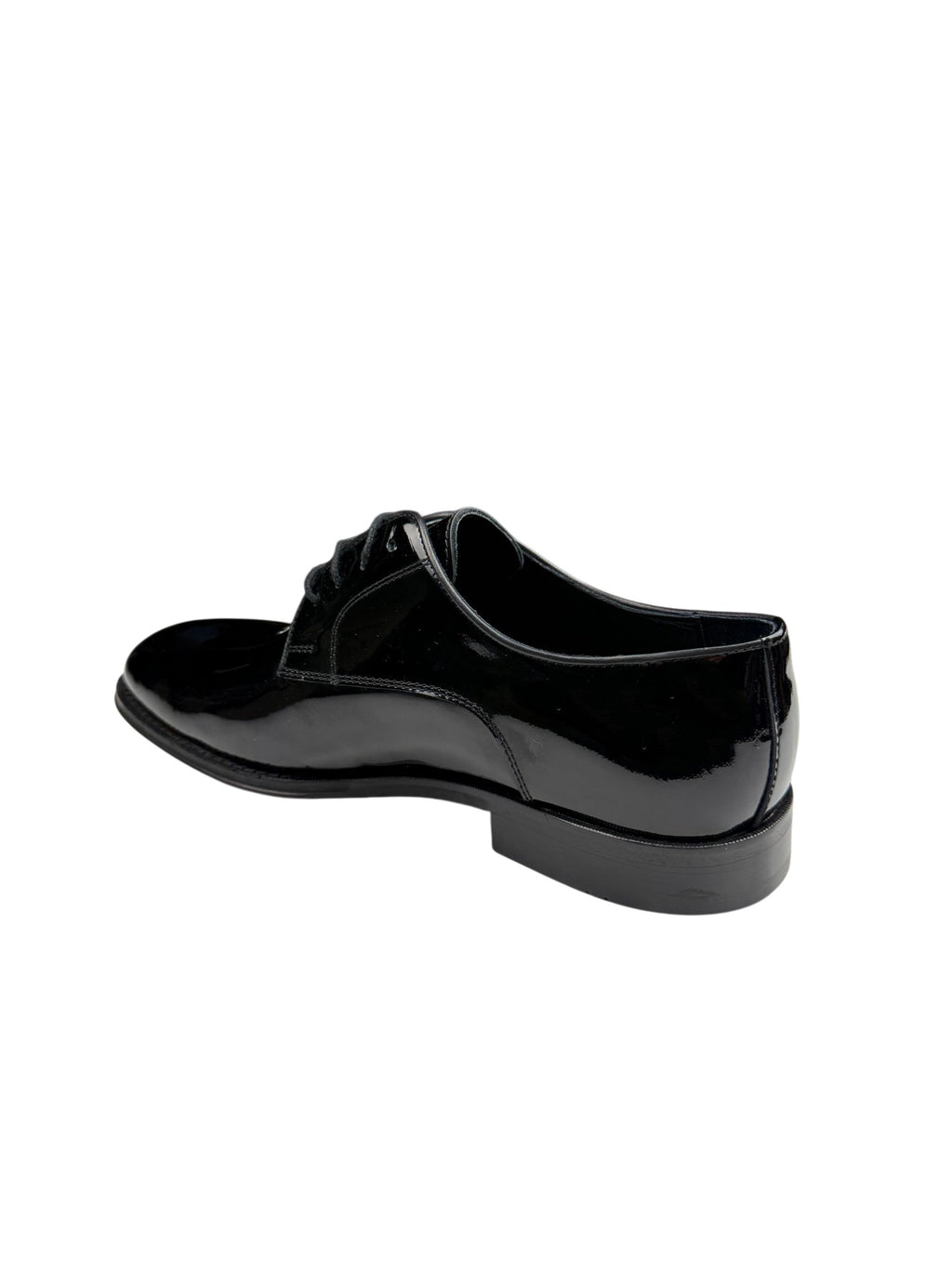 Pantofi eleganți bărbați negri lăcuiți din piele naturală cu vârf simplu