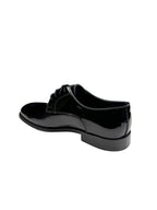 Pantofi eleganți bărbați negri lăcuiți din piele naturală cu vârf simplu