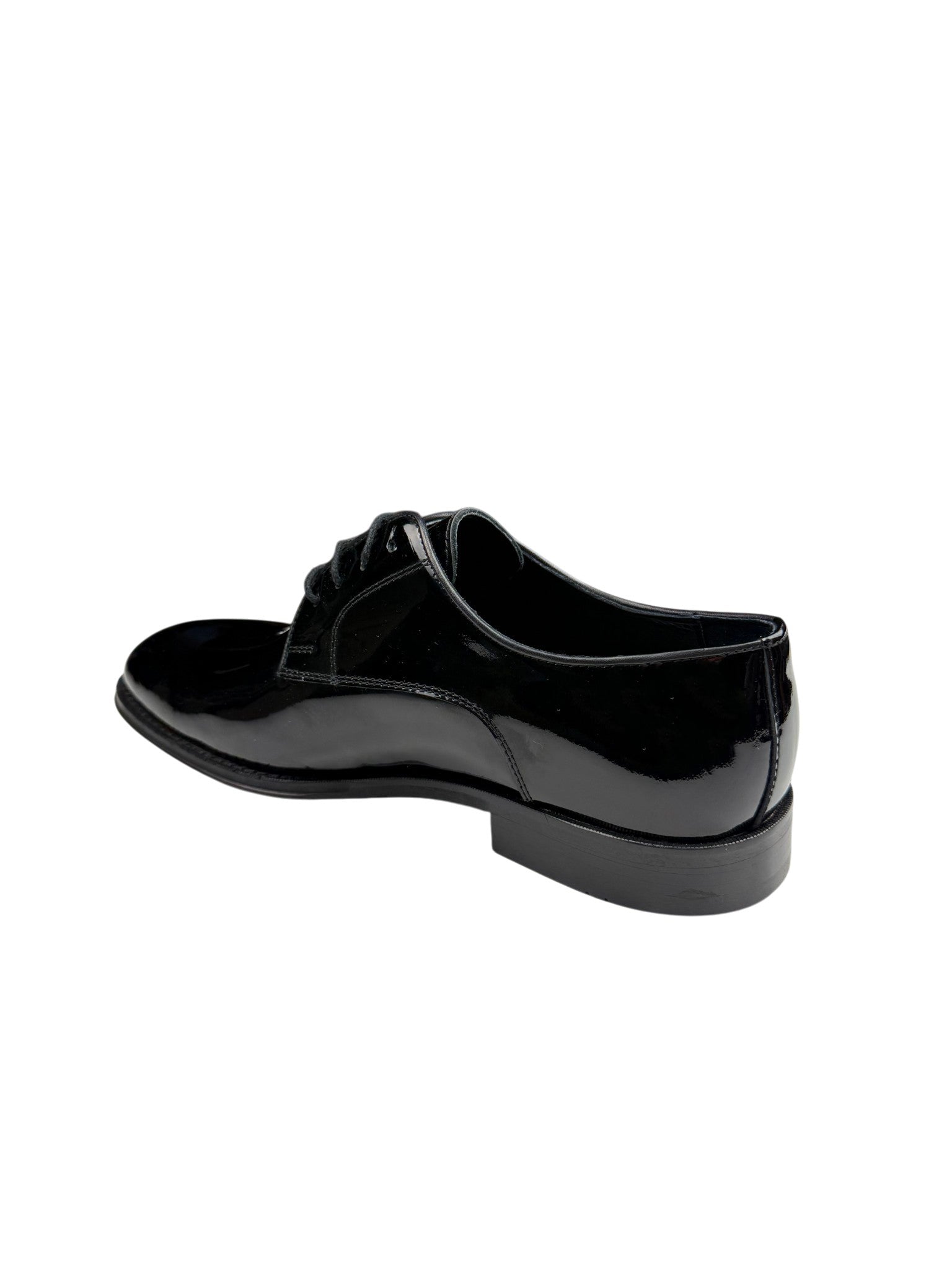 Pantofi eleganți bărbați negri lăcuiți din piele naturală cu vârf simplu