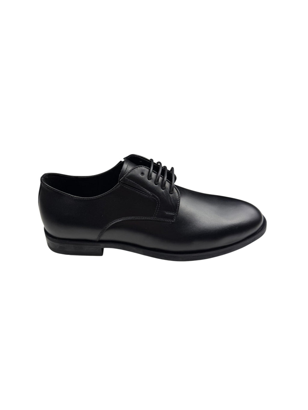 Pantofi eleganți bărbați negri din piele naturală cu șireturi și vârf simplu