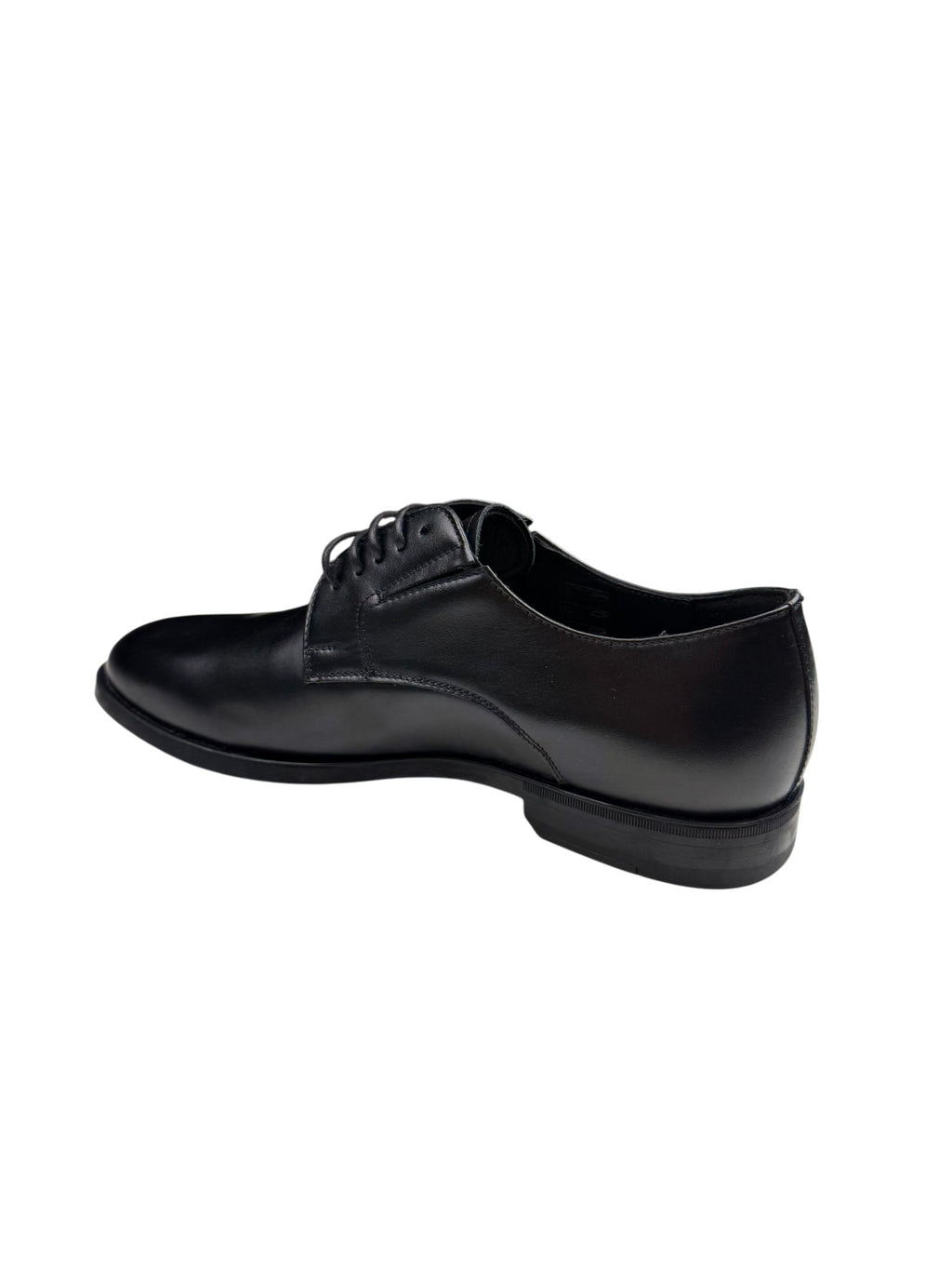 Pantofi eleganți bărbați negri din piele naturală cu șireturi și vârf simplu