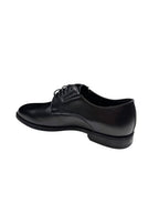 Pantofi eleganți bărbați negri din piele naturală cu șireturi și vârf simplu