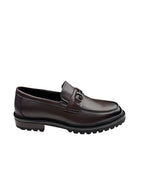 Pantofi eleganți bărbați maro închis din piele naturală cu accesoriu metalic