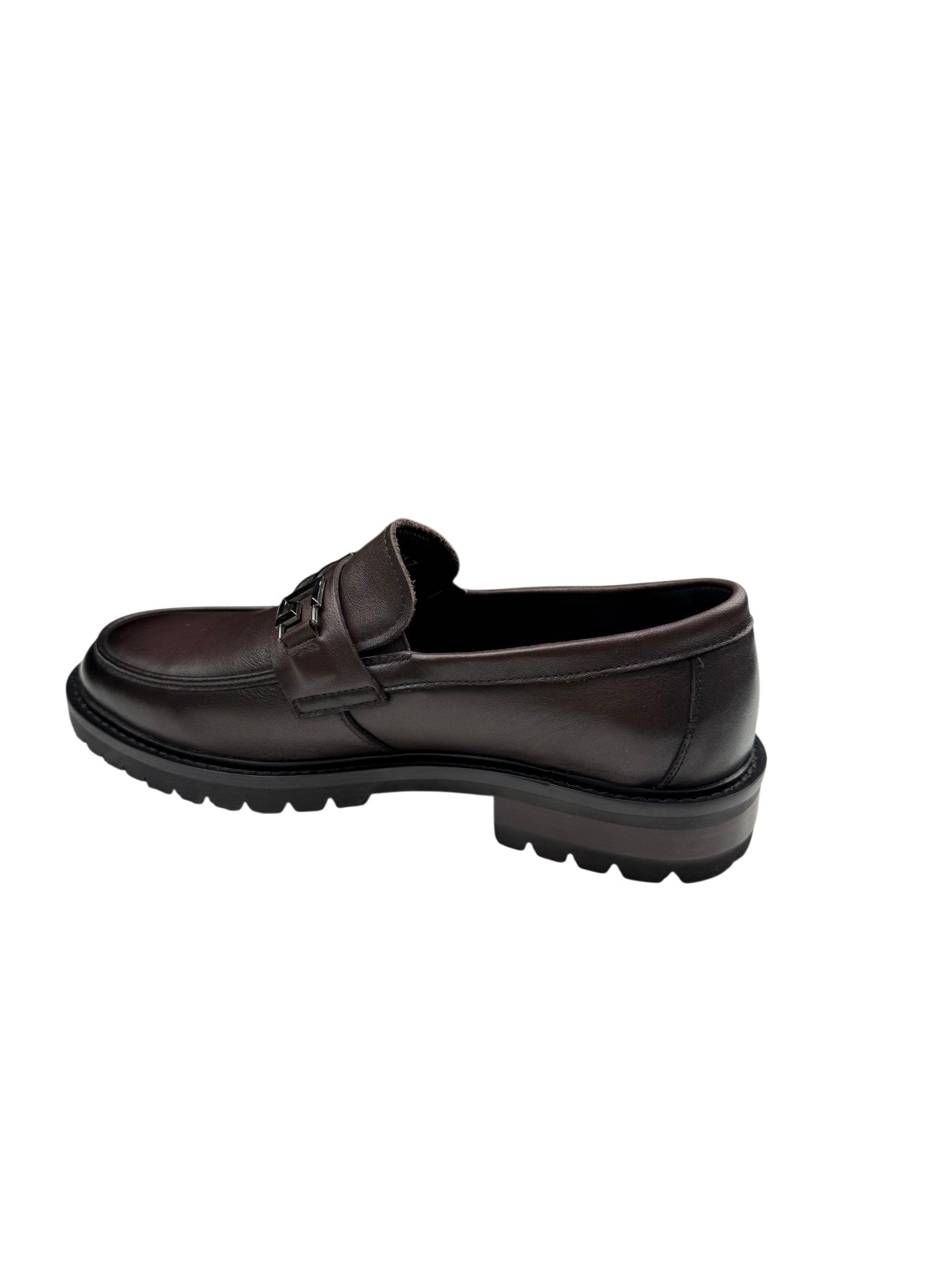 Pantofi eleganți bărbați maro închis din piele naturală cu accesoriu metalic