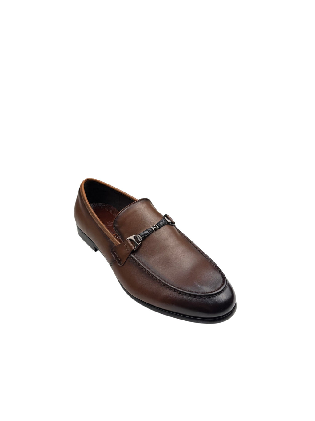 Pantofi eleganți bărbați maro din piele naturală cu ornament metalic