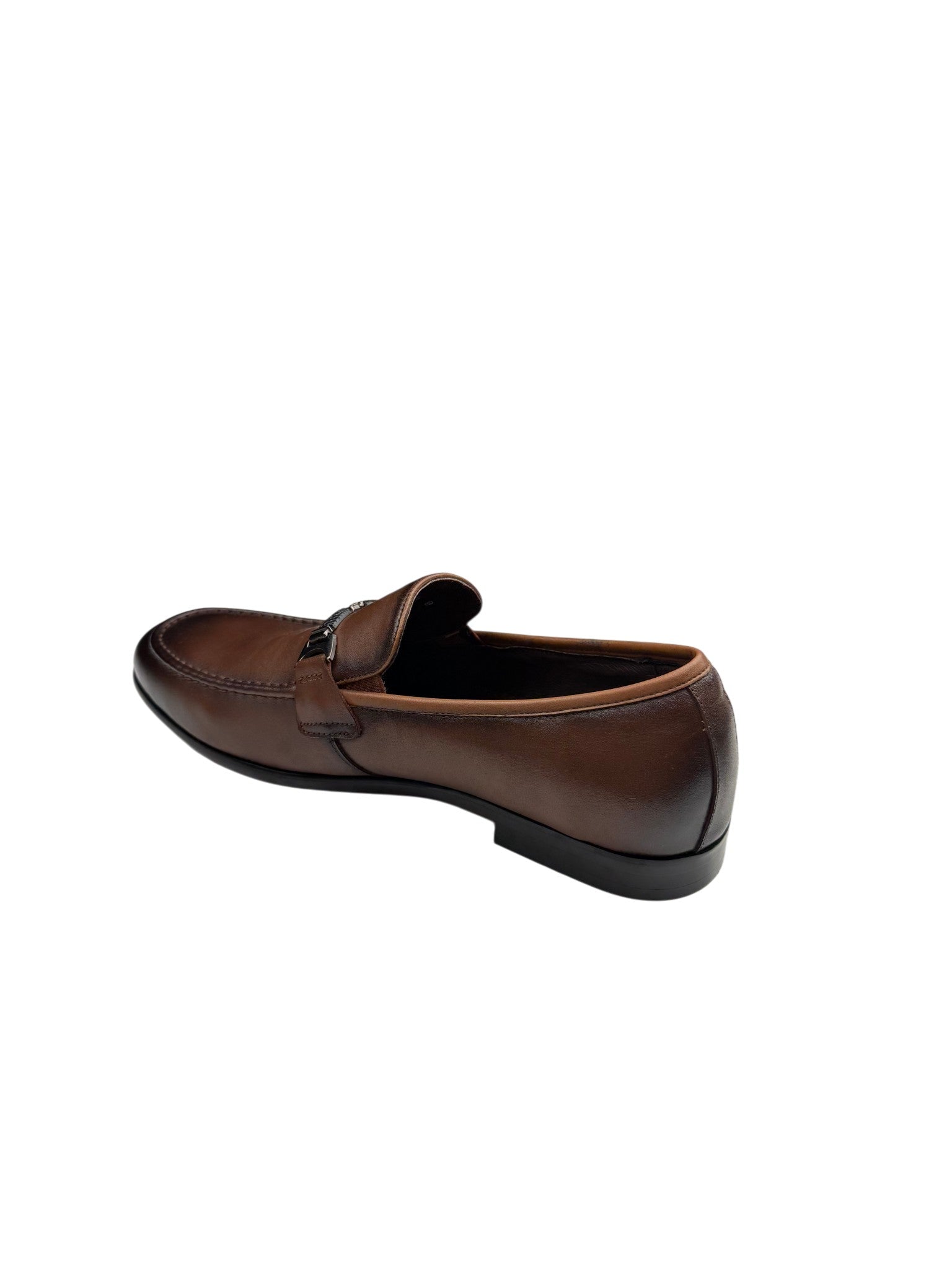 Pantofi eleganți bărbați maro din piele naturală cu ornament metalic