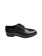 Pantofi eleganți bărbați negri din piele naturală cu șireturi și finisaj neted