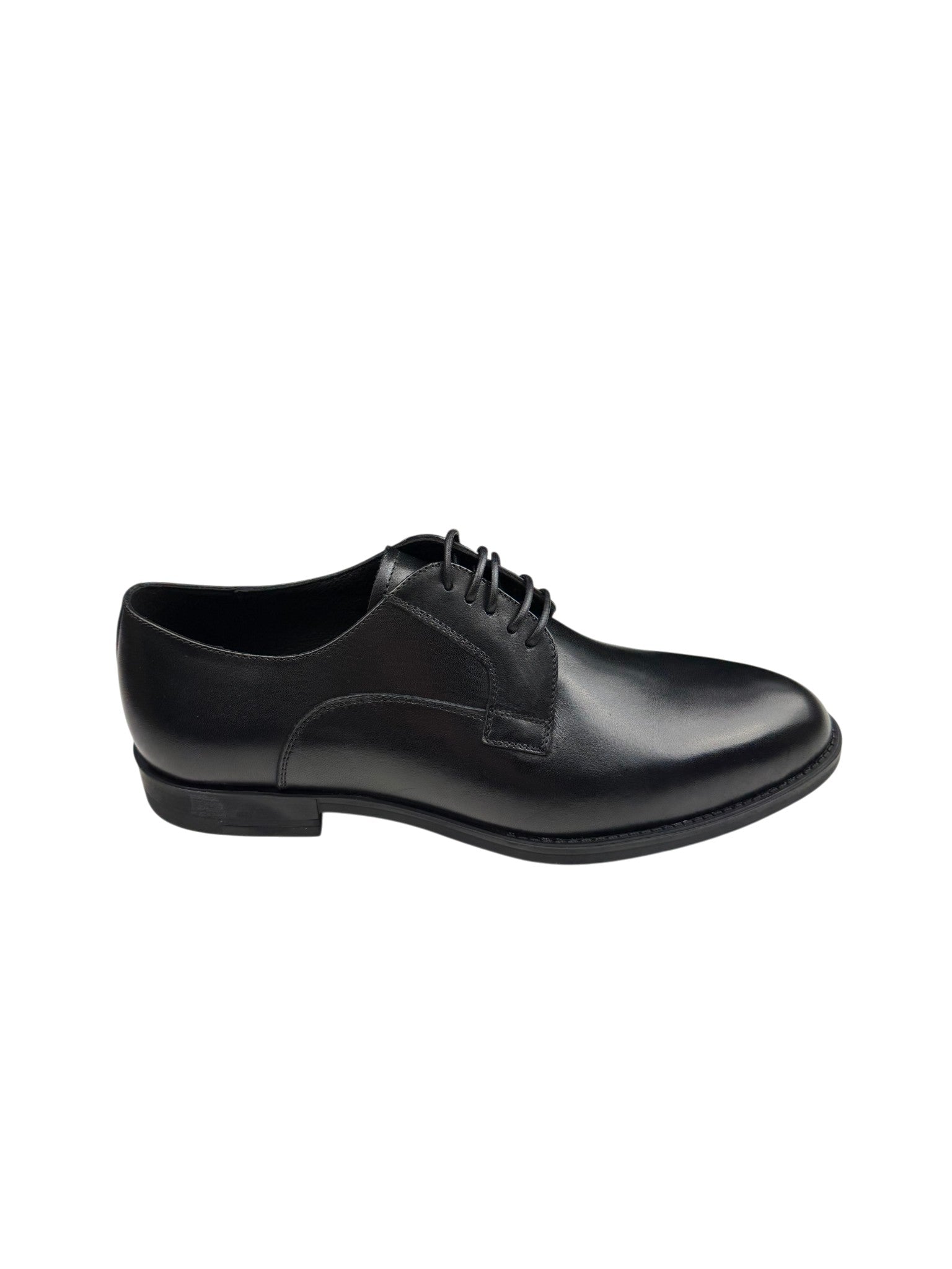 Pantofi eleganți bărbați negri din piele naturală cu șireturi și finisaj neted